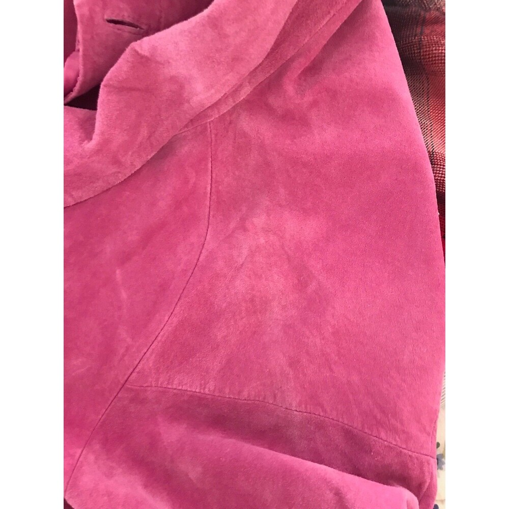 JONES New York Fuchsia Pink Suede Leather Blazer Jacket Button Front VINTAGE NWT - Picture 13 of 14
